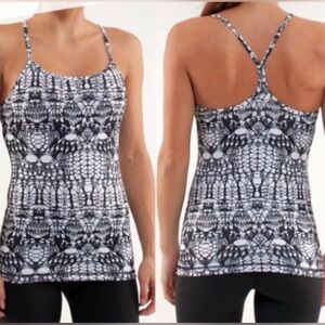 Lululemon Power Y Tank Top White Black Glacier Lace Size 2